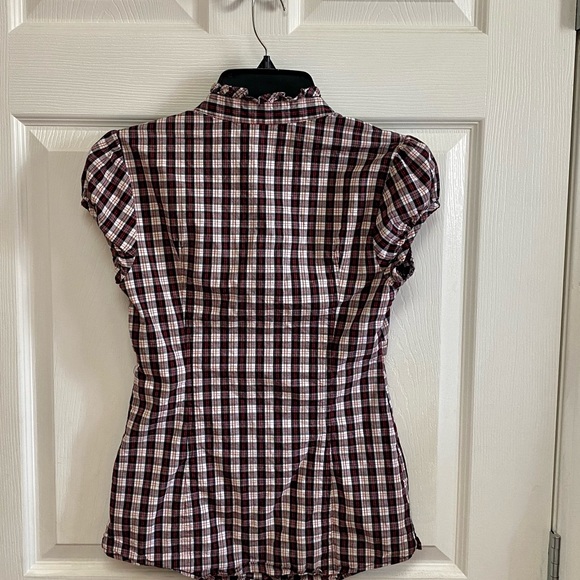 Guess plaid button up with ruffle - Picture 3 of 3